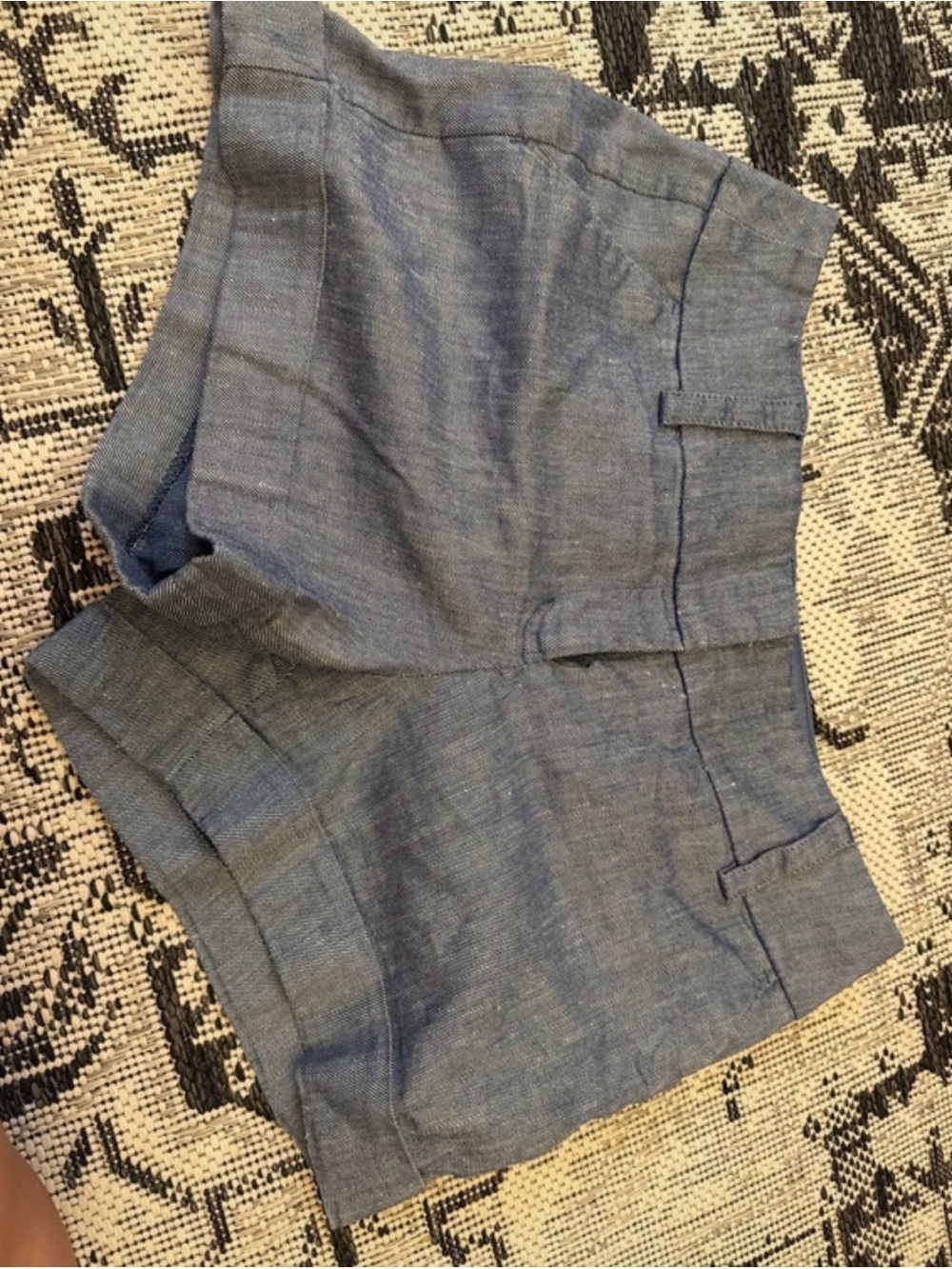 Express Light Blue High-Waist Linen-Blend Shorts